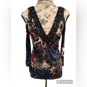 Venus silky multicolored cold shoulder top